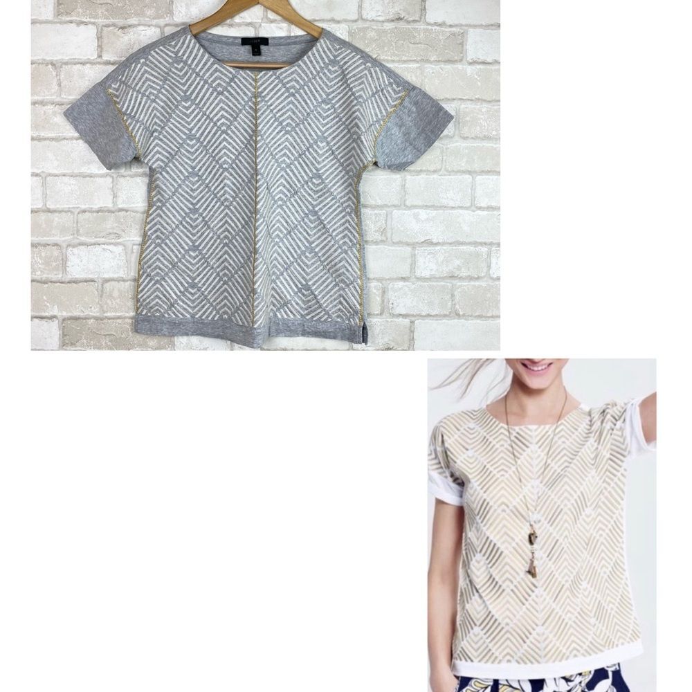 J. Crew Embroidered Herringbone Tee Size XS